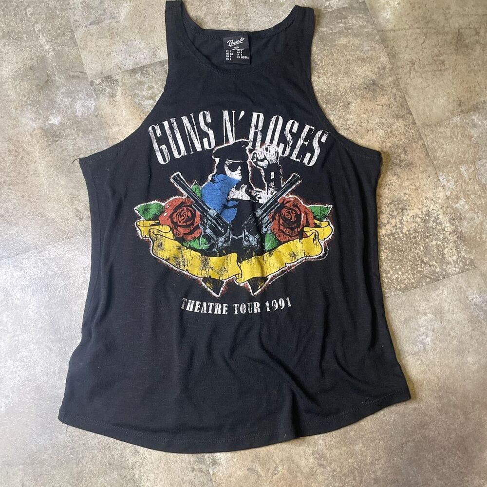 guns n roses black logo tank top size small